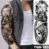 Popxstar Large Arm Sleeve Tattoo Lion Crown King Rose Waterproof Temporary Tatoo Sticker Wild Wolf Tiger Men Full Skull Totem Fake Tatto
