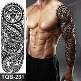 Popxstar Full Arm Temporary Tattoos Large Black Totem Trial Boys Tatoo Fake Waterproof Skull Lion Sleeve Tattoo Stickers Body Art Makeup
