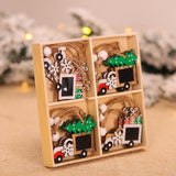 New Year Decor Xmas Gift Box 12Pcs Santa Claus Wooden Christmas Ornaments Merry Christmas Decorations for Home Noel Navidad