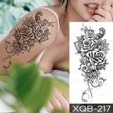 Waterproof Temporary Tattoo Sticker Blue Rose Peony Flowers Flash Tattoos Cross Rosary Body Art Arm Fake Sleeve Tatoo Women Men