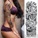 Popxstar large temporary tattoos women thigh leg tattoo sleeve pattern waterproof tatoo sticker body art sexy tatoo fake water sheet