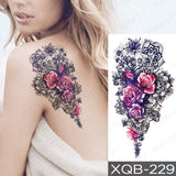 Waterproof Temporary Tattoo Sticker Blue Rose Peony Flowers Flash Tattoos Cross Rosary Body Art Arm Fake Sleeve Tatoo Women Men