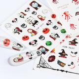 Popxstar 12Pcs Halloween Sticker Set Bat Witch Cat Sticker Design For Nail Art Decorations Water Transfer Sliders Tips Christmas Manicure