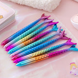 Popxstar 1pc South Korea Simple Mermaid Gel Pen 0.5 Black Student With A Small Fresh Cartoon Personality Girl Water-based Pen party gifts