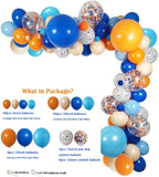 Popxstar 115pcs Bluey Theme Party Balloons Garland Decor18" 10" 5" Bulk Balloons Blue Orange Skin Colors for Kids Family Birthday Party