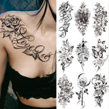 Popxstar Waterproof Temporary Tattoo Sticker I Love You Flash Tattoos Lip Print Butterfly Flowers Body Art Arm Fake Sleeve Tatoo Women