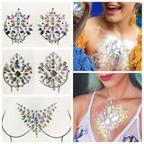 Popxstar 3D Gem Chest Paste Glitter Diamond Tattoo Sticker Woman Nipple Shining Jewelry DIY Ornament For Wedding Bride Breast Decoration