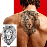 Popxstar Africa Serengeti Lion Temporary Tattoo Black Indian Warrior Waterproof Flash Tattoo Sticker Tribal Mighty Tiger Tatoo Men Women