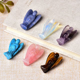Popxstar 1PC Natural Crystal Guardian Angel Figurine Amethyst Rose Quartz Colorful Healing Stone Gem Craft Gift Home Decor Ornaments