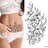 tattoo sticker women flower rose peony black tatouage temporaire femme temporary sleeve tattoo waterproof sexy body art fashion