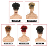 Popxstar Synthetic High Puff Afro Kinky Curly Ponytail with Bangs Ponytail Hair Extension Drawstring Short Afro Pony Tail