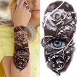 Popxstar Black Forest Tattoo Sticker For Men Women Children Tiger Wolf Death Skull Temporary Tattoo Fake Henna Skeleton King Animal Tatoo