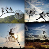 Popxstar Garden Decorative Stake Fairies And Dandelions Dance Together Metal Garden Yard Art Decor Lawn Landscape Sculpture Decoration