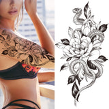 Popxstar Black Forest Tattoo Sticker For Men Women Children Tiger Wolf Death Skull Temporary Tattoo Fake Henna Skeleton King Animal Tatoo