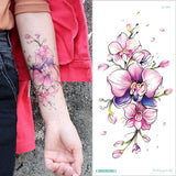 popxstar Waterproof Temporary Tattoo Sticker Rose Flowers Leave Flash Tattoos Body Art Arm Fake Sleeve Tatoo Black Women Girls Wrist