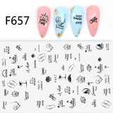 Popxstar Nail 3D Sticker Cool English Letter stickers for nail Foil Love Heart Design Valentines Manicure Decal Water Slide Foil