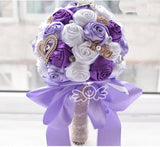 Popxstar Hot artificial wedding bouquets hand made flower crystal bridal wedding bouquets for wedding decoration
