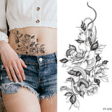 tattoo sticker women flower rose peony black tatouage temporaire femme temporary sleeve tattoo waterproof sexy body art fashion