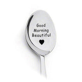 Popxstar Valentines Day Gift Anniversary Gift for Boyfriend Stainless Steel Spoon Good Morning Handsome Present  Wedding Gifts