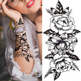 Popxstar Black Forest Tattoo Sticker For Men Women Children Tiger Wolf Death Skull Temporary Tattoo Fake Henna Skeleton King Animal Tatoo