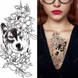 Popxstar 1pc Animal Lion Women Waterproof Temporary Tattoos Fake Stickers Arm Sun Art Black Cross Jesus 3D Praying Fashion Decoration