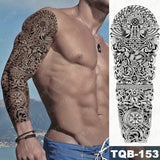 Popxstar Large Arm Sleeve Tattoo Lion Crown King Rose Waterproof Temporary Tatoo Sticker Wild Wolf Tiger Men Full Skull Totem Tatto
