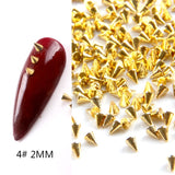 Popxstar 1/2/3mm Spikes Metal Studs Conical Shape Punk Style Flat Back Rivets Halloween 3D Alloy Nail Art for Decoration