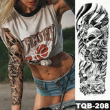 Popxstar Large Arm Sleeve Tattoo Lion Crown King Rose Waterproof Temporary Tatoo Sticker Wild Wolf Tiger Men Full Skull Totem Tatto
