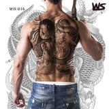 Popxstar large temporary tatoo for men tattoo body art full back sexy tattoo sticker lion king tiger dragon tattoo designs waterproof