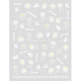 Popxstar Back Glue Nail Stickers Transparent White Black Florals Butterflys Decals For Nail Art Manicure Beauty Decoration