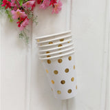 Popxstar 8pcs Golden Cup Party Paper Disposable Tableware Birthday Party Dinner Plate Polka Dot Striped Cup