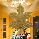 Popxstar Christmas Tree Topper Star Tree Topper with Rotating 3D Snowflake Projector Light  Hollow Glitter  New Year Home Decoration