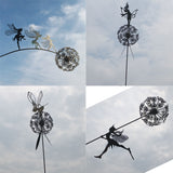 Popxstar Garden Decorative Stake Fairies And Dandelions Dance Together Metal Garden Yard Art Decor Lawn Landscape Sculpture Decoration