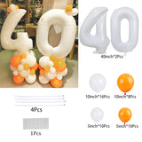 Popxstar 40inch Number Foil Balloon Adult Kids Birthday Balloons Set Orange Theme Happy Birthday Party Baby Shower Decoration Air Globos