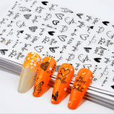 Popxstar Nail 3D Sticker Cool English Letter stickers for nail Foil Love Heart Design Valentines Manicure Decal Water Slide Foil