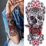 Popxstar Black Forest Tattoo Sticker For Men Women Children Tiger Wolf Death Skull Temporary Tattoo Fake Henna Skeleton King Animal Tatoo