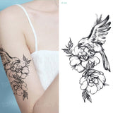 popxstar Waterproof Temporary Tattoo Sticker Rose Flowers Leave Flash Tattoos Body Art Arm Fake Sleeve Tatoo Black Women Girls Wrist