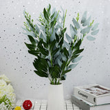 Popxstar 5 Forks Artificial Willow Leaves Green Fake Plants DIY Faux Bouquet Foliage Accessor for Home Wedding Forest Party Decoration