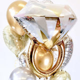 Popxstar New Year Valentine's Day 1pc Rose Gold Diamond Ring Foil Balloons Bride to Be Balloon Valentines Day Wedding Decorations Engagement Party Supplies