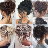 Popxstar   Synthetic Messy Chignon Donut Hair Bun Hair Accessories  Scrunchies Elastic Hair Band Hair Ties Curly Hairpiece Blonde Hair
