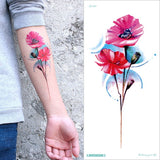 popxstar Waterproof Temporary Tattoo Sticker Rose Flowers Leave Flash Tattoos Body Art Arm Fake Sleeve Tatoo Black Women Girls Wrist