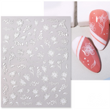 Popxstar Back Glue Nail Stickers Transparent White Black Florals Butterflys Decals For Nail Art Manicure Beauty Decoration
