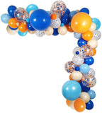 Popxstar 115pcs Bluey Theme Party Balloons Garland Decor18" 10" 5" Bulk Balloons Blue Orange Skin Colors for Kids Family Birthday Party