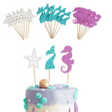 Popxstar  Mermaid Happy Birthday Cake Insert Mermaid Princess Theme Sparkling Ocean Party Decoration Happy birthday party decor kids 1st