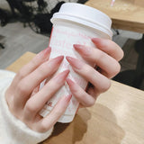 Popxstar spring centerpiece ideas short square acrylic nails spring dip nails 24pcs Mid Length Fake Nails Ballet Removable Wear Full Cover Coffin Artificial Manicure Patch False Nail Tips with Glue