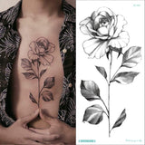 popxstar Waterproof Temporary Tattoo Sticker Rose Flowers Leave Flash Tattoos Body Art Arm Fake Sleeve Tatoo Black Women Girls Wrist