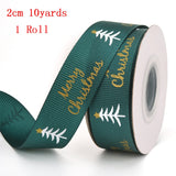 Popxstar Christmas Polyester Ribbon Christmas Bronzing Printed New Year Gifts Wrapping Ribbon for Christmas Decoration DIY Sewing Fabric