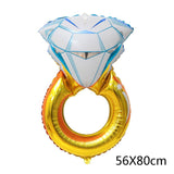 Popxstar New Year Valentine's Day 1pc Rose Gold Diamond Ring Foil Balloons Bride to Be Balloon Valentines Day Wedding Decorations Engagement Party Supplies