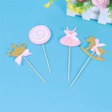 Popxstar 27 Pcs Pink Princess Cake Toppers Chic Cake Picks Cupcake Decoration Topper For Birthday Party Dessert Decoration Baby Shower