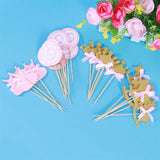 Popxstar 27 Pcs Pink Princess Cake Toppers Chic Cake Picks Cupcake Decoration Topper For Birthday Party Dessert Decoration Baby Shower